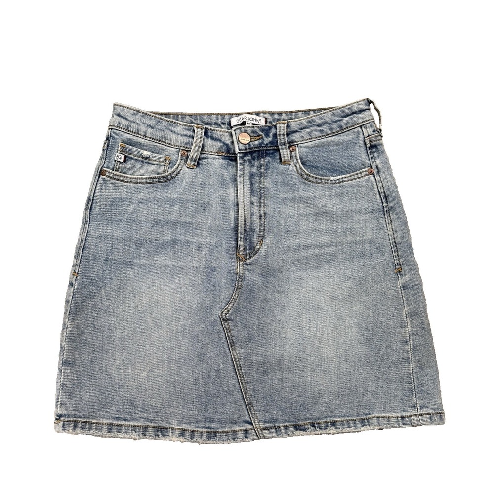Dear John Denim Mini Skirt Womens 27 S 4 Quinn Light Wash Blue Jean Mall Glam - Picture 1 of 7